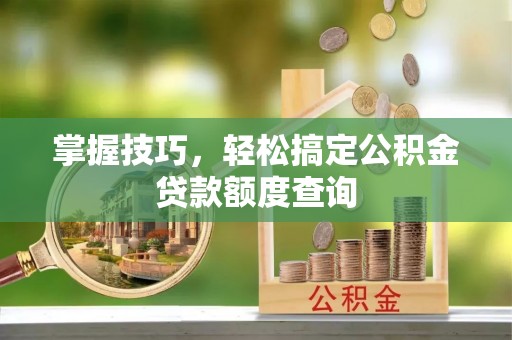 龙里掌握技巧，轻松搞定公积金贷款额度查询