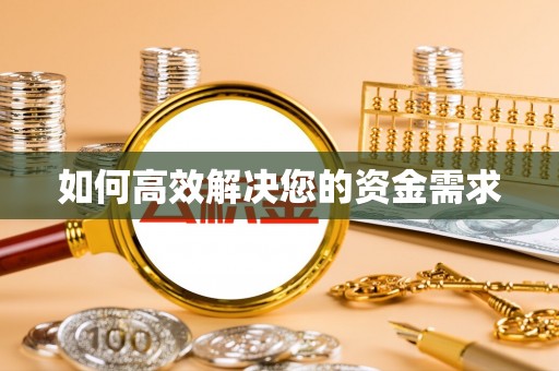 龙里如何高效解决您的资金需求